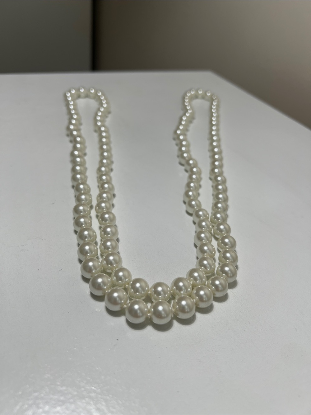 Elegant Pearl Opera Necklace - White Faux Pearls - Heirloom Estate Vintage - Picture 12 of 13